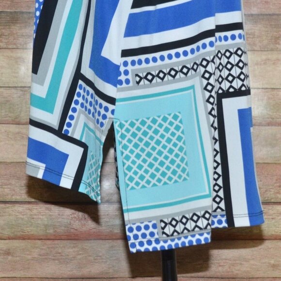 JM Collection Blue Color Block Studded Blouse Top Plus Size 3X Long Bell Sleeves - Picture 6 of 11